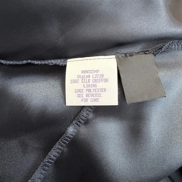 LAUNDRY Vintage Silk Chiffon Striped Dress Women 8 Navy Stripe - Picture 3 of 14